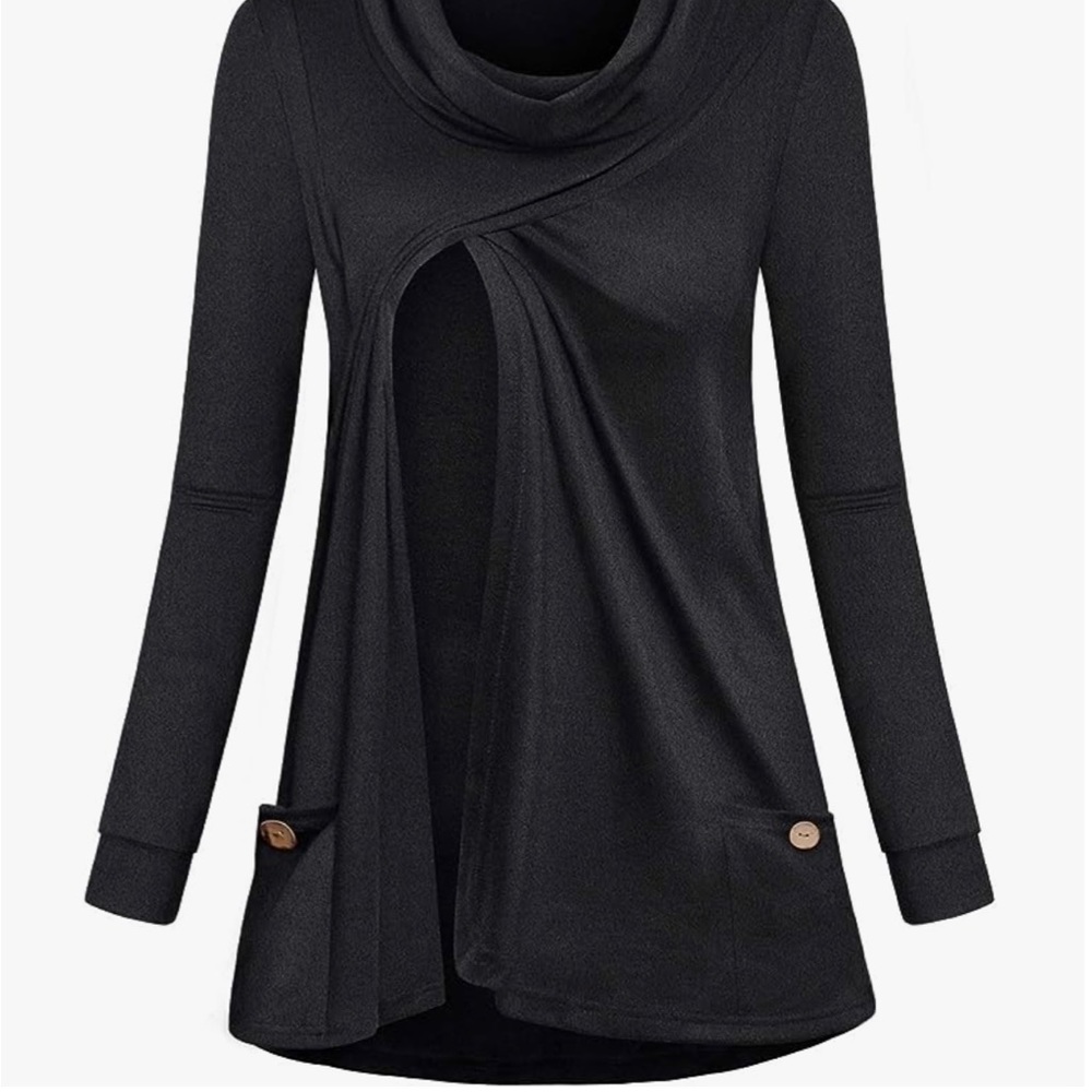 591. Joymom Maternity Cowl Neck Nursing Long Sleeve Top
